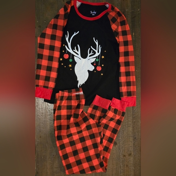 shelry Other - Women Small Plaid Reindeer Pajama Set Christmas Holiday Long Sleeve Long Pants
